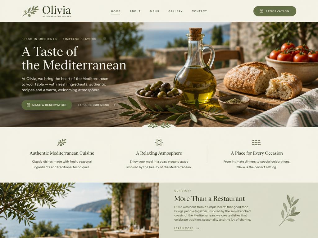 Olivia Restaurant website demo